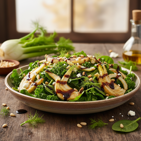 Golden Fennel and Greens Salad with Balsamic Drizzle recipe