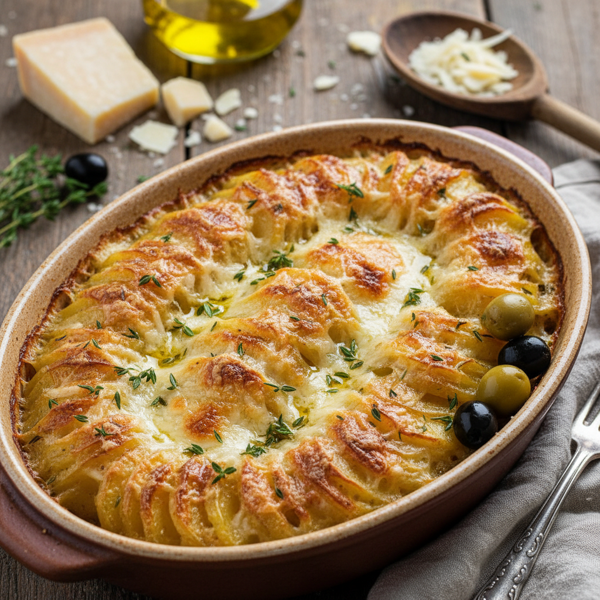 Golden Olive Oil Potato Gratin with Pecorino and Thyme recipe