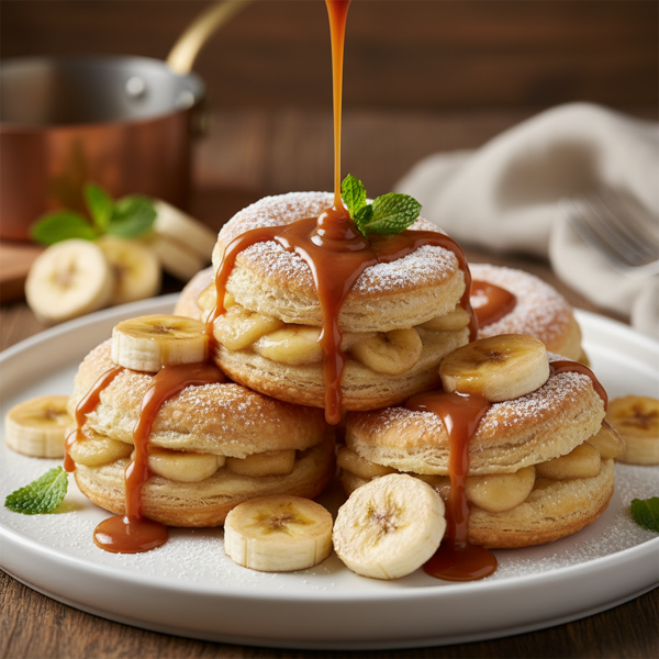 Golden Puff Banana Delight with Caramel Drizzle recipe