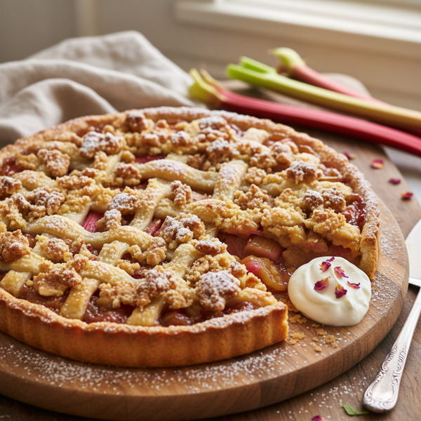 Golden Rhubarb Tart with Decadent Brown Butter Streusel recipe