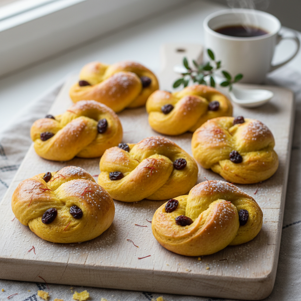 Golden Swedish Saffron Buns - Festive Lussekatter recipe