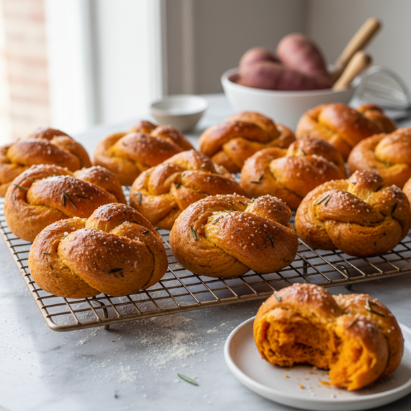 Golden Sweet Potato Knot Rolls recipe