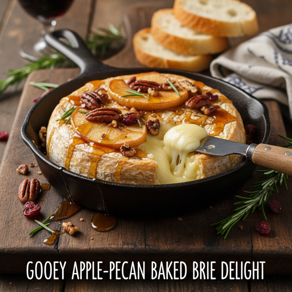 Gooey Apple-Pecan Baked Brie Delight recipe