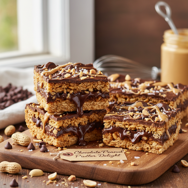 Gooey Chocolate Peanut Butter Rice Krispies Delight recipe