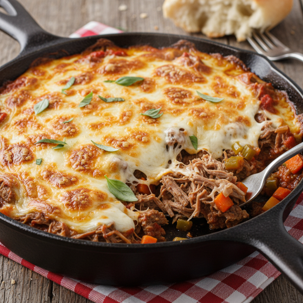 Gooey Italian Beef Cheese Bake recipe