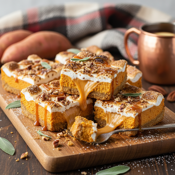 Gooey Sweet Potato Cheesecake Bars recipe