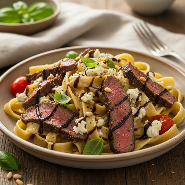 Gorgonzola-Infused Steak Pasta with Balsamic Harmony recipe