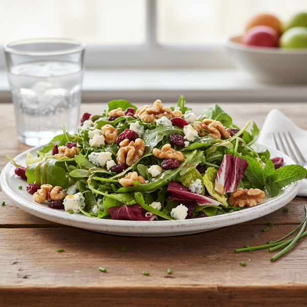 Gorgonzola and Candied Walnut Salad with Dried Cranberries recipe