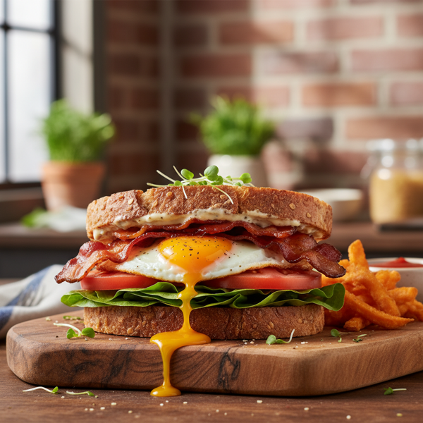 Gourmet Bacon-Lettuce-Tomato-Egg Sandwich Delight recipe