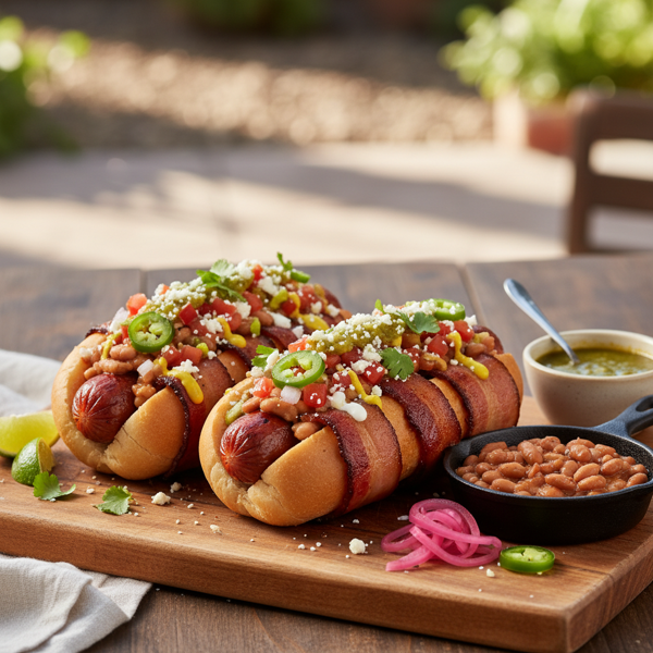 Gourmet Bacon-Wrapped Sonoran Dogs recipe
