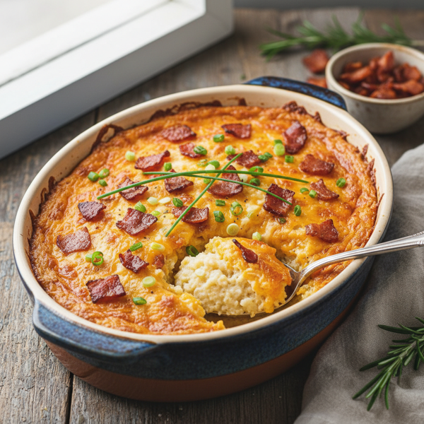 Gourmet Bacon Cheese Grits Bake recipe