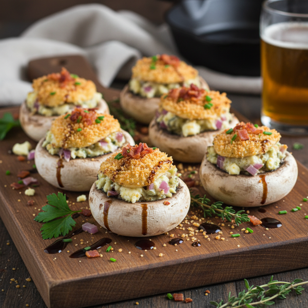 Gourmet Bacon & Gorgonzola Stuffed Mushrooms recipe