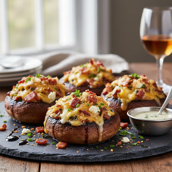 Gourmet Bacon and Cheese Stuffed Portobello Caps recipe
