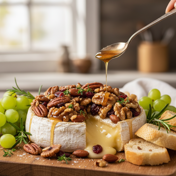 Gourmet Baked Brie with Caramelized Nuts recipe
