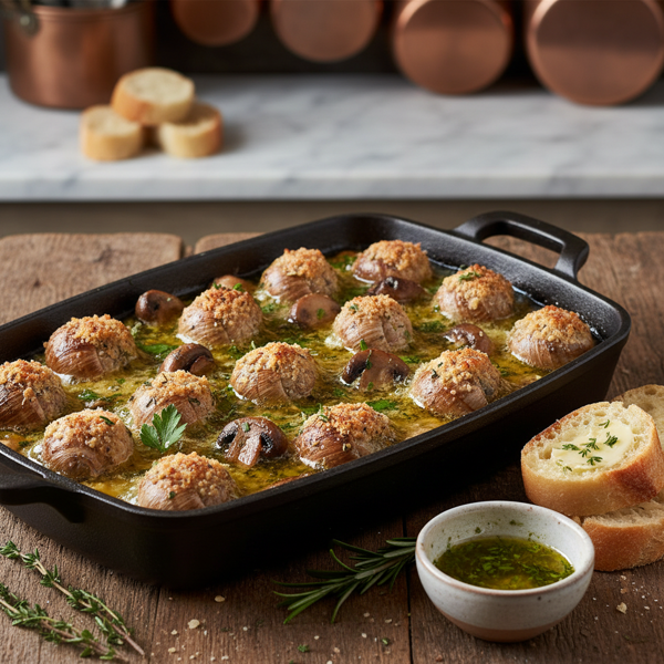 Gourmet Baked Escargot with Garlic Herb Mushrooms recipe