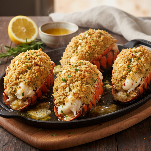 Gourmet Baked Stuffed Lobster Tails with Garlic Butter recipe