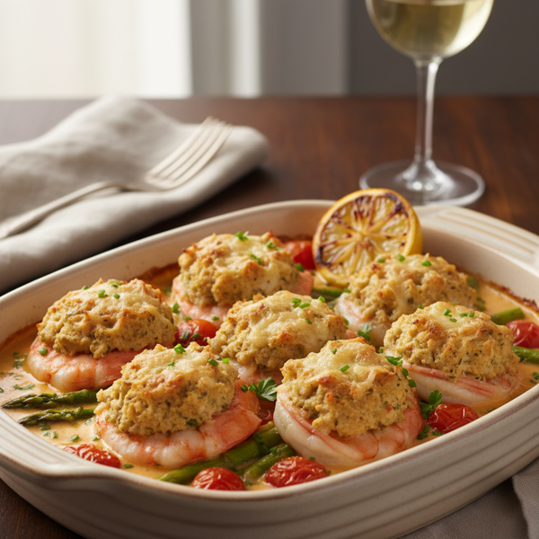 Gourmet Baked Stuffed Shrimp with Rich Crabmeat Filling recipe