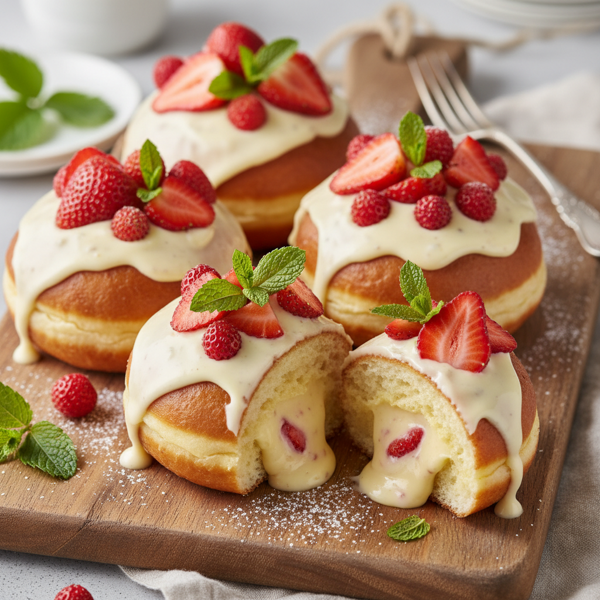 Gourmet Bavarian Cream & Strawberry Delight Donuts recipe