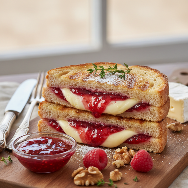 Gourmet Brie and Jam Grilled Sandwich recipe