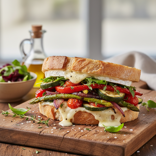 Gourmet Brie and Roasted Vegetable Sandwich recipe