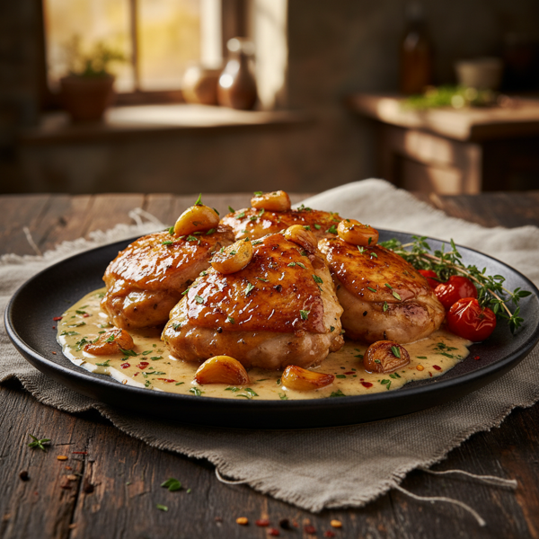 Gourmet Caramelized Garlic Chicken with Creamy Sauce recipe