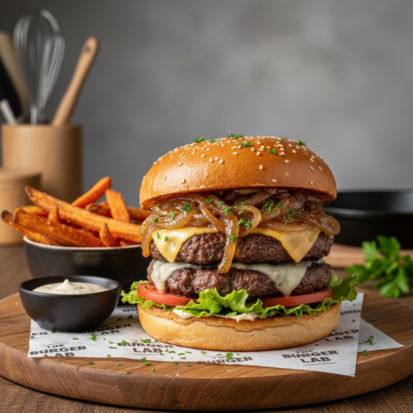 Gourmet Caramelized Onion & Parsley Burgers recipe