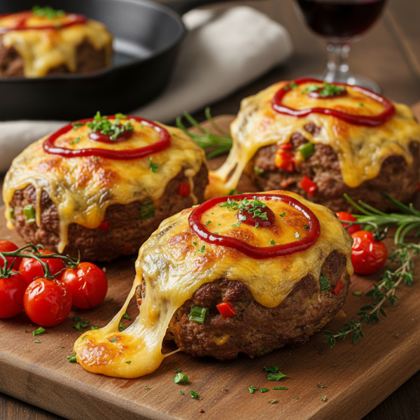 Gourmet Cheesy Mini-Meatloaves recipe