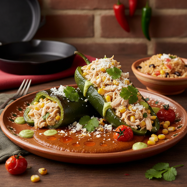 Gourmet Chicken-Stuffed Poblano Peppers recipe