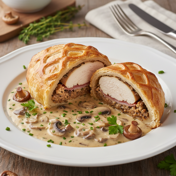 Gourmet Chicken Wellington with Mushroom Cream Sauce recipe