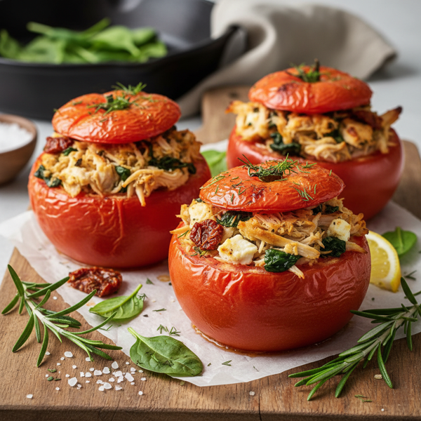 Gourmet Chicken and Feta Stuffed Tomatoes recipe