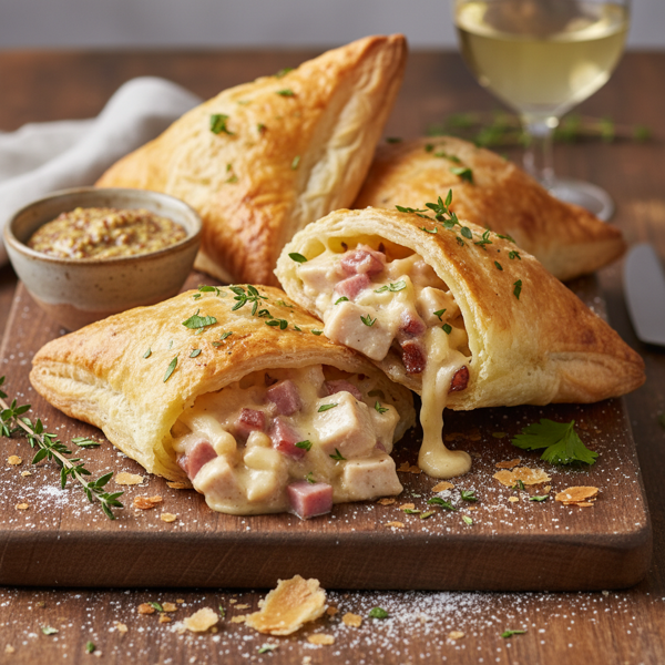 Gourmet Chicken and Ham Pastry Pockets recipe