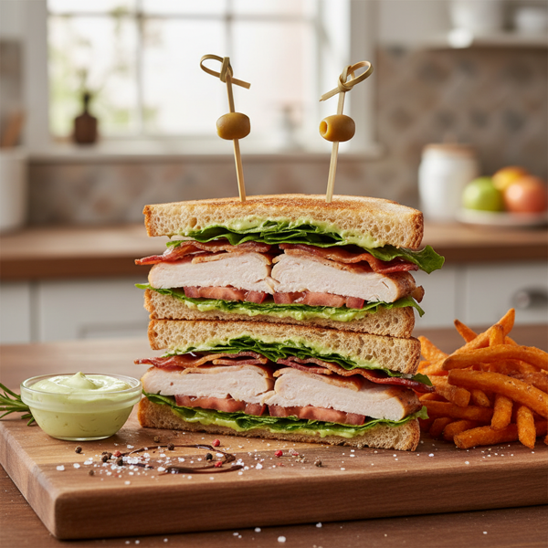 Gourmet Double Turkey Club Sandwich recipe