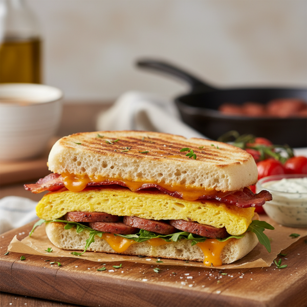 Gourmet English Muffin Breakfast Panini recipe