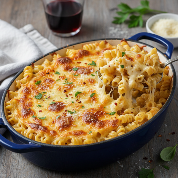 Gourmet Fontina & Parmesan Cavatappi Bake recipe
