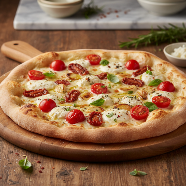 Gourmet Garlic Tomato White Pizza recipe