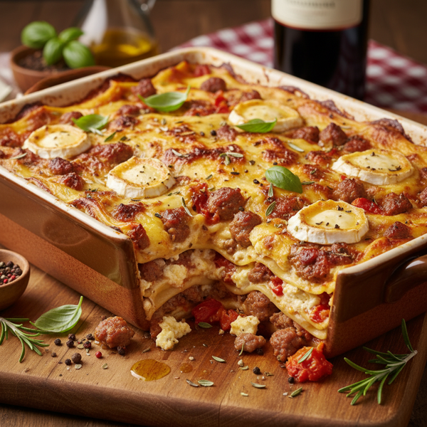 Gourmet Goat Cheese and Sausage Lasagna recipe