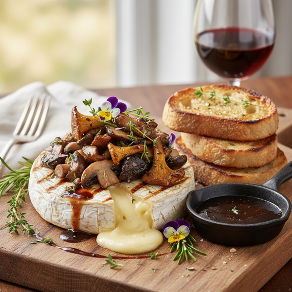 Gourmet Grilled Brie and Wild Mushroom Symphony recipe