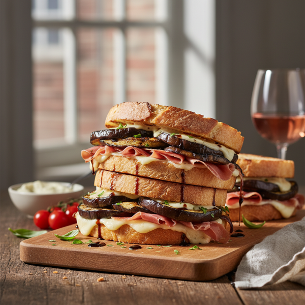 Gourmet Grilled Eggplant & Prosciutto Sandwiches recipe