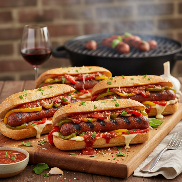 Gourmet Grilled Italian Sausage & Pepper Hoagies recipe