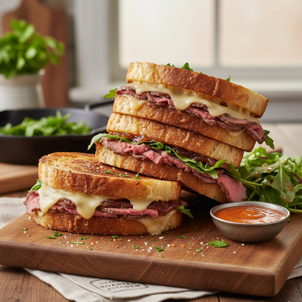 Gourmet Grilled Roast Beef and Smoked Gouda Sandwiches recipe
