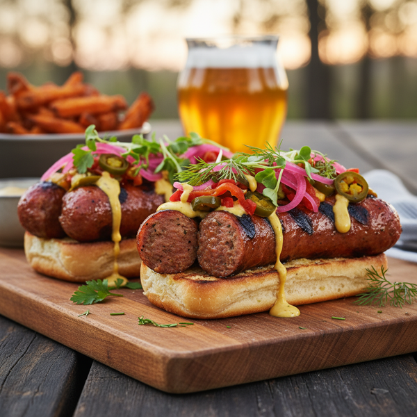 Gourmet Grilled Sausage Dogs recipe