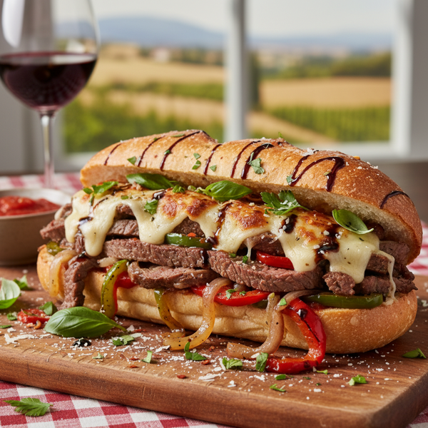 Gourmet Italian Cheesesteak Hoagies recipe