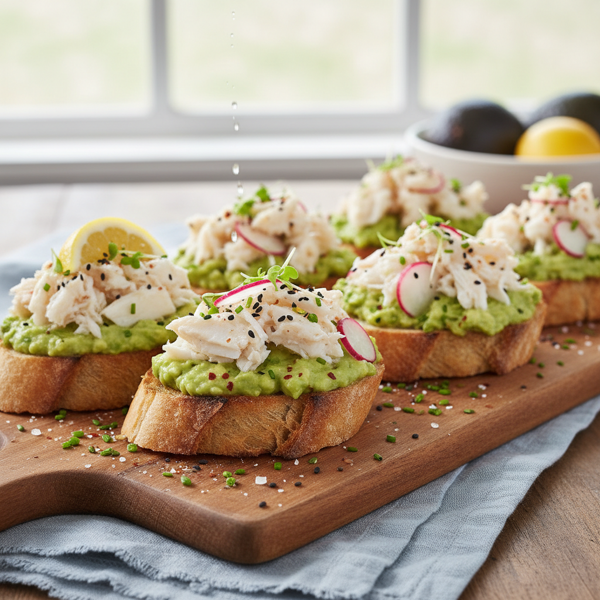 Gourmet Lump Crab and Avocado Crostini recipe