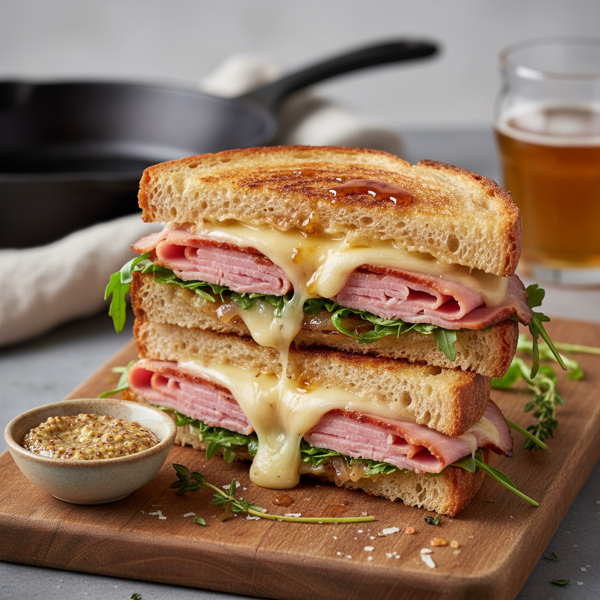 Gourmet Mapled Ham & Gruyere Pressed Sandwich recipe