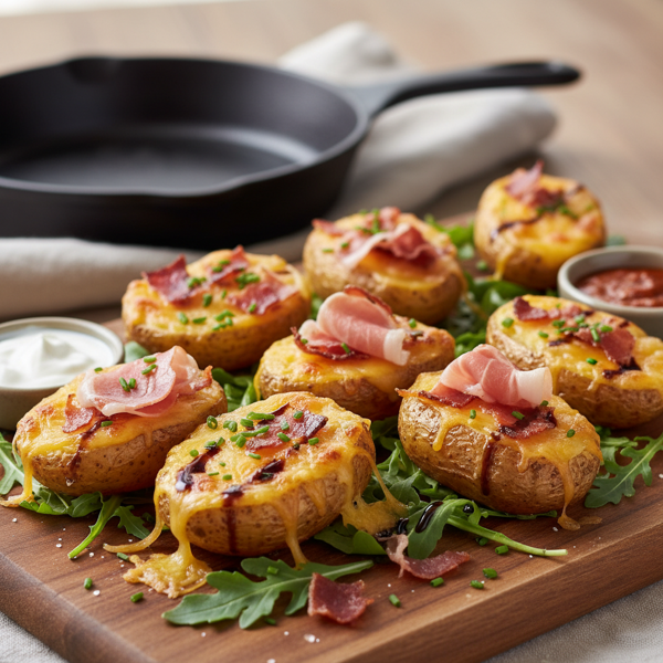 Gourmet Mini Potato Skins with Prosciutto and Cheddar recipe