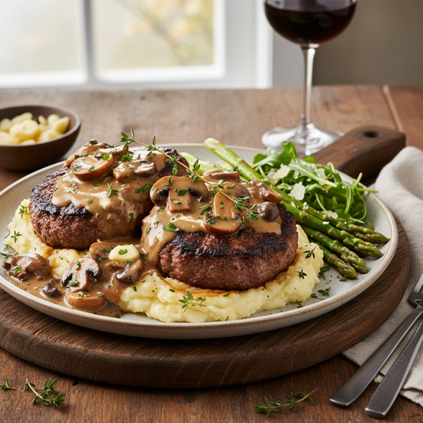 Gourmet Mushroom-Sauced Burger Steaks recipe