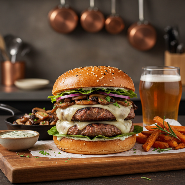 Gourmet Mushroom & Swiss Turkey Burgers recipe