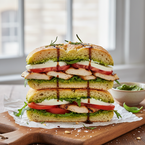 Gourmet Pesto Focaccia Delight Sandwich recipe