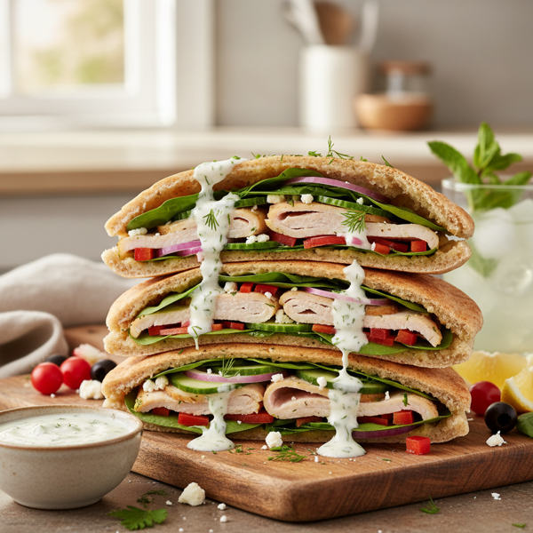 Gourmet Pita Turkey Delight with Fresh Veggies recipe