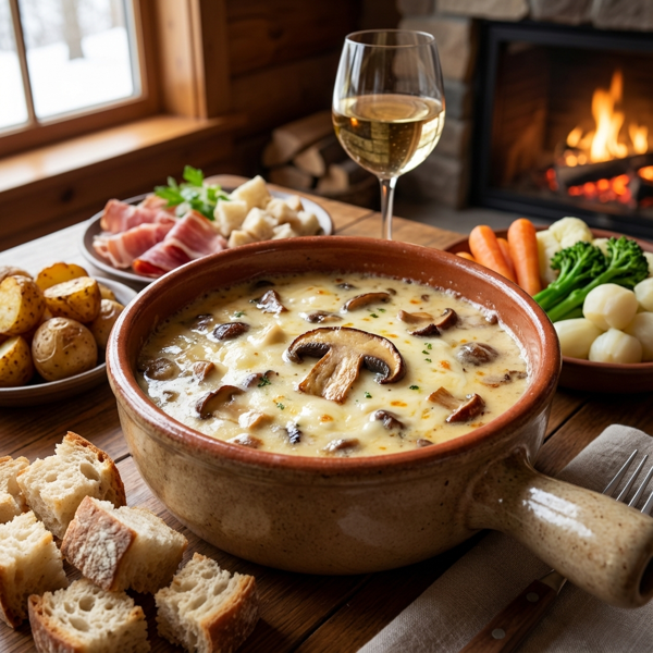 Gourmet Porcini & Swiss Cheese Fondue recipe